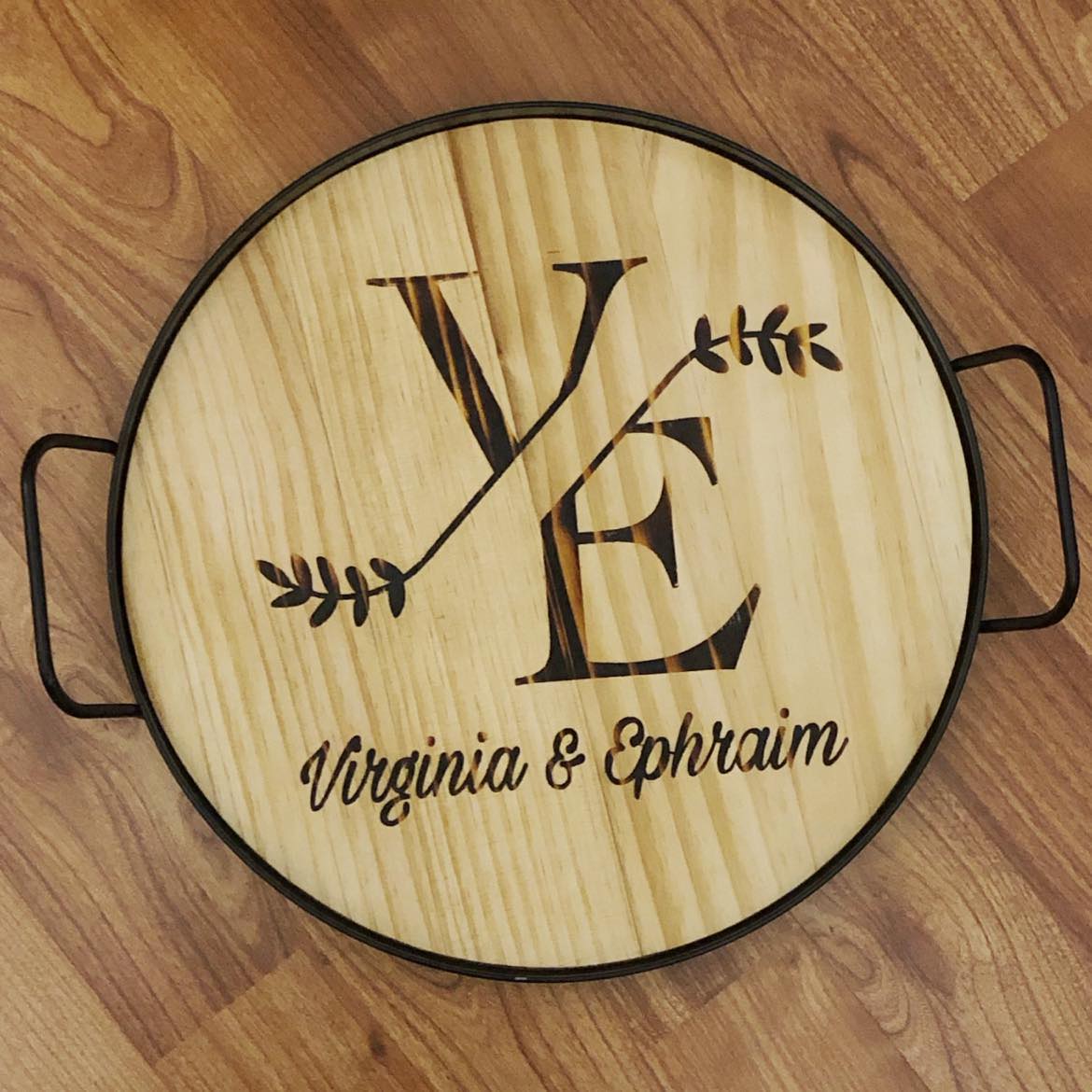 SERVING TRAY - Wood Burned Initials