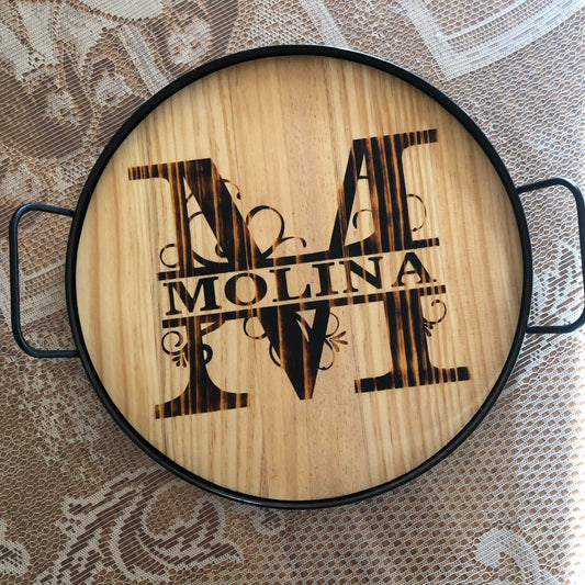 SERVING TRAY - Wood burned Split Letter