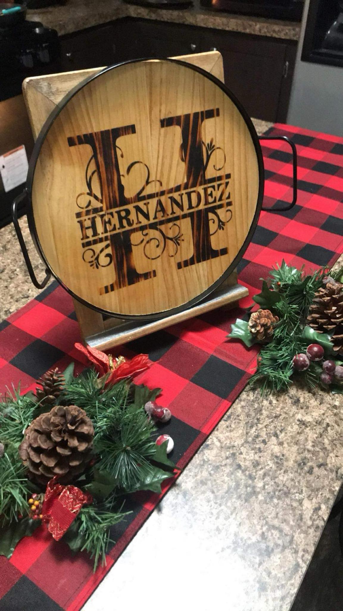 SERVING TRAY - Wood burned Split Letter