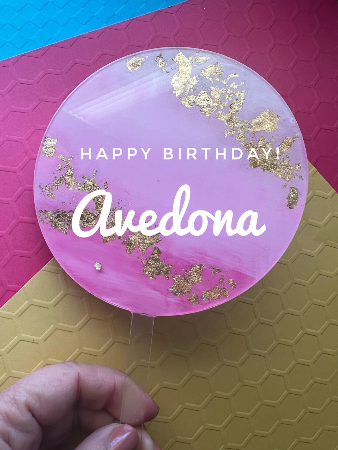 CAKE TOPPER - Acrylic Round - Happy Birthday